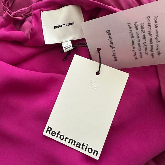 Reformation Anaiis Silk Dress Hibiscus Tea - Picture 10 of 12